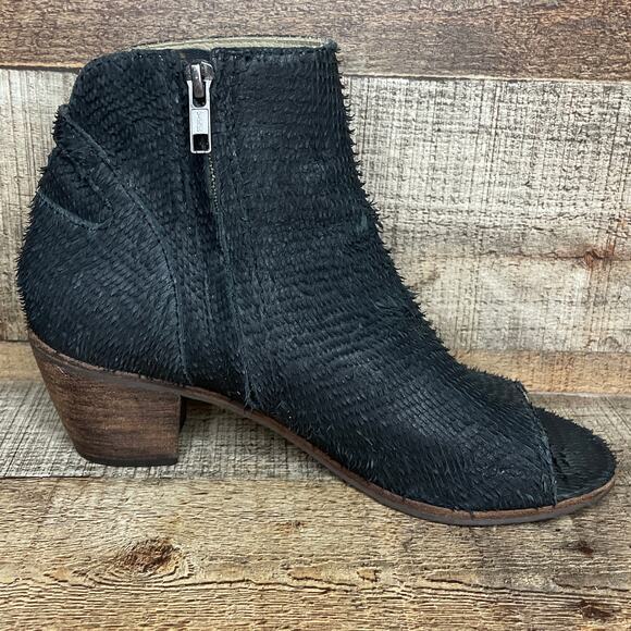 Matisse Folk Ankle Boots Booties Peep Toe Black Scaled Leather Size 7.5 - Picture 4 of 11